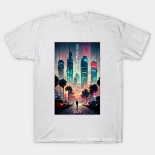 Neon Skyline - Cyberneon Vision of Los Angeles 2077 T-Shirt
